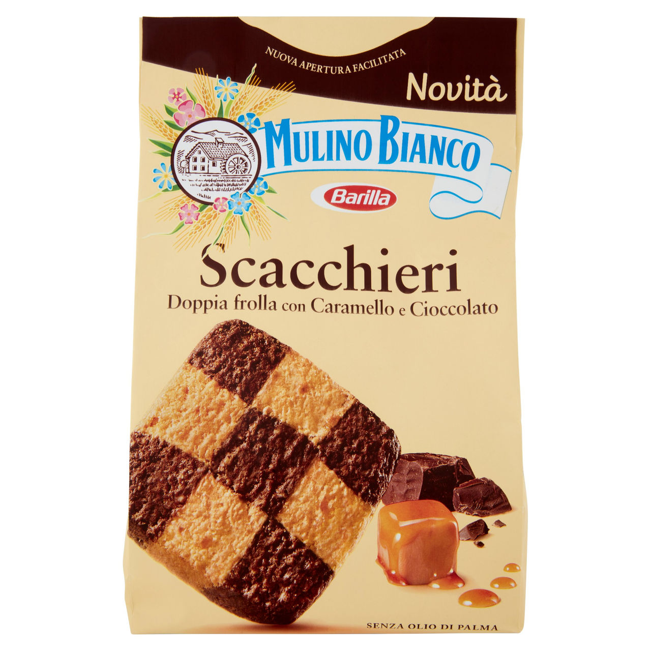 Mulino Bianco Biscotti Scacchieri Frolla con Caramello e Cioccolato 300g