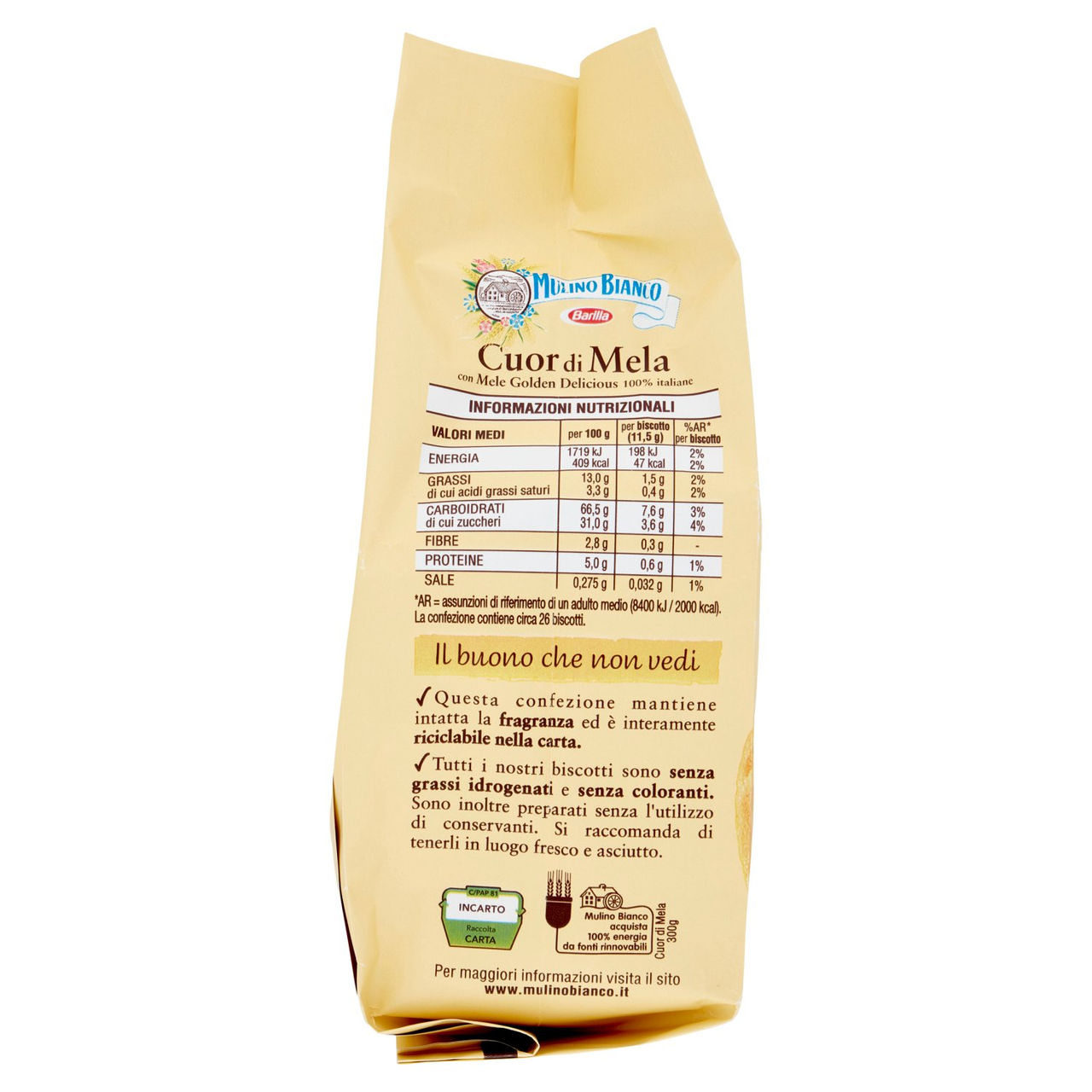 Mulino Bianco Cuor di Mela Biscotti con Mele 100% Italiane 300g