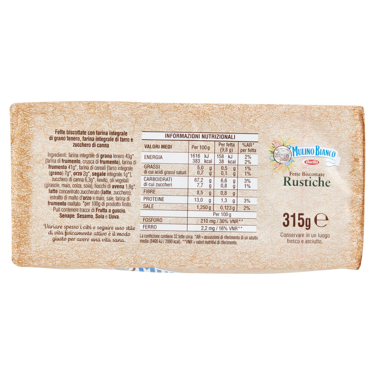 Mulino Bianco Fette Biscottate Rustiche 315g