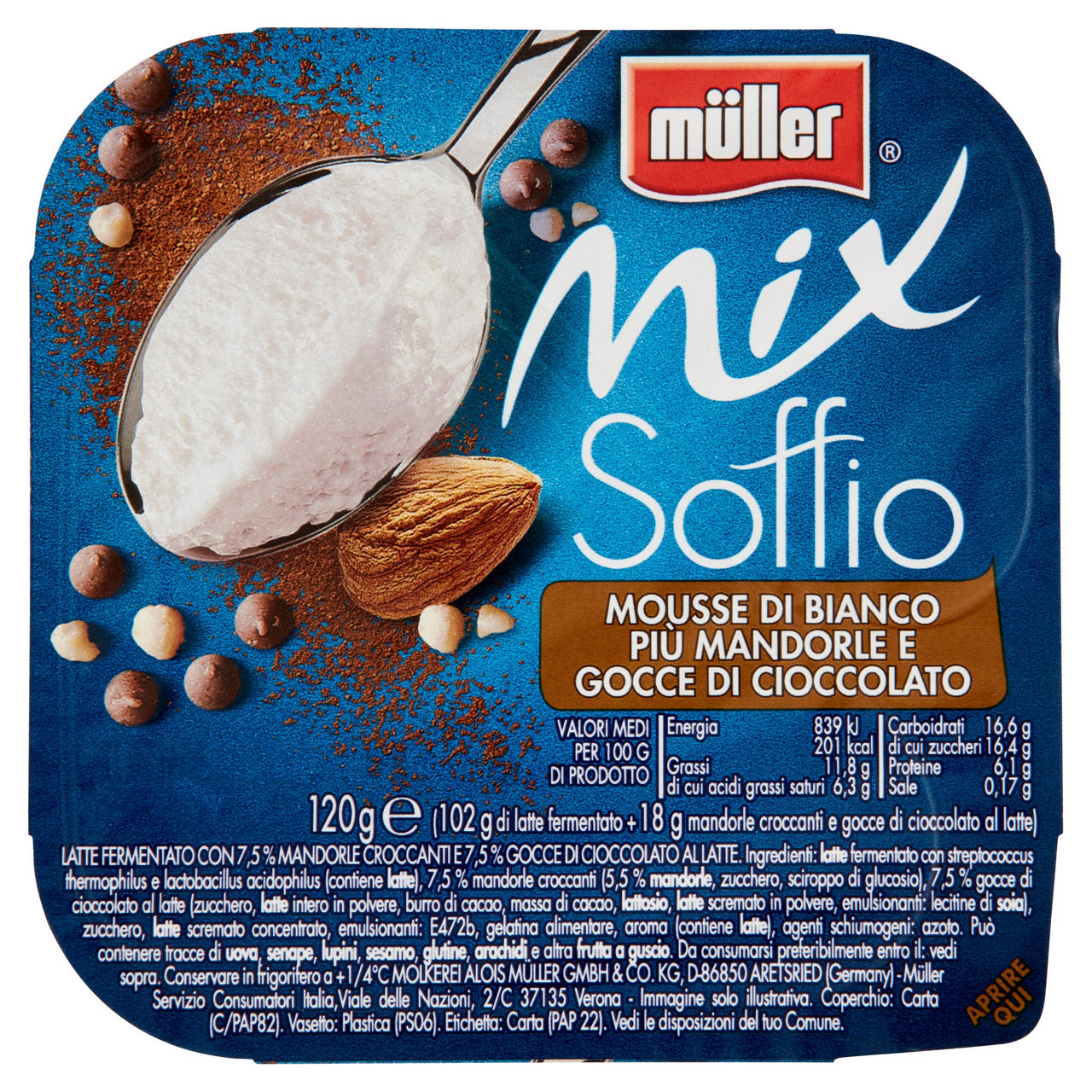 Soffio Mousse Bianco Mandorle Cioccolato Müller