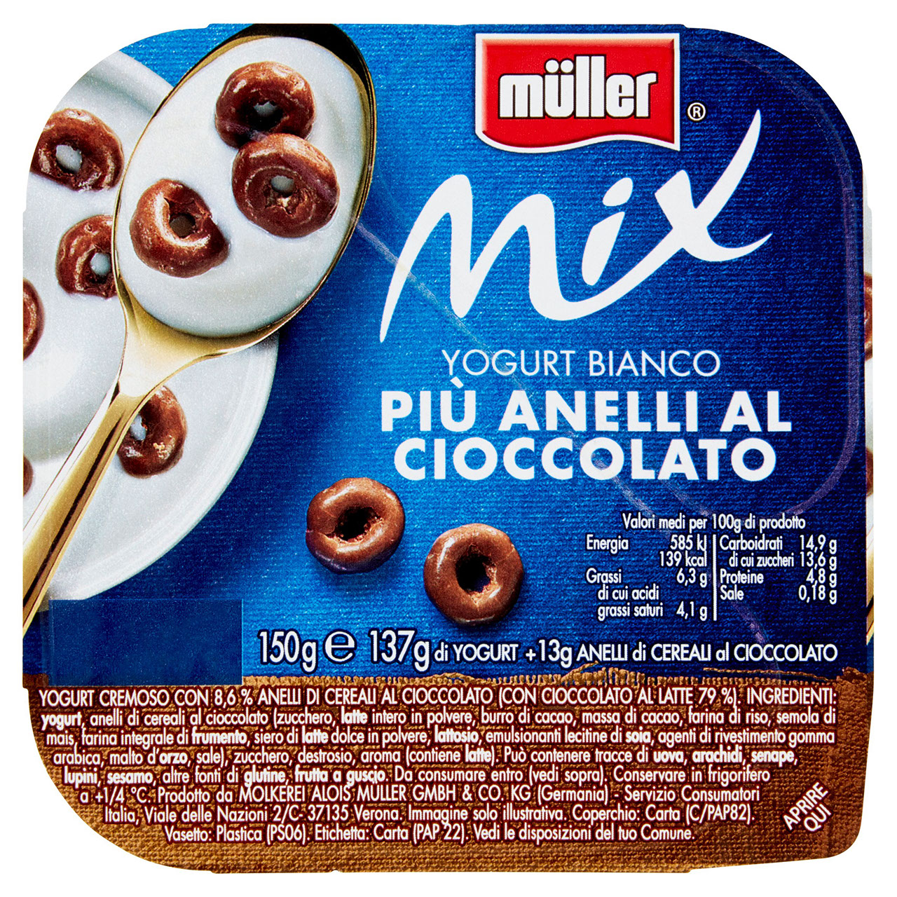 Mix Yogurt Bianco e Anelli al Cioccolato Müller