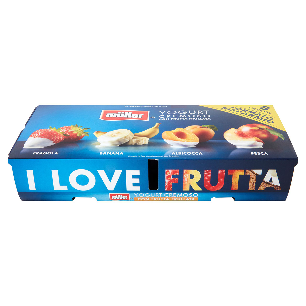 müller Yogurt Cremoso con Frutta Frullata Fragola, Banana, Albicocca, Pesca 8 x 125 g