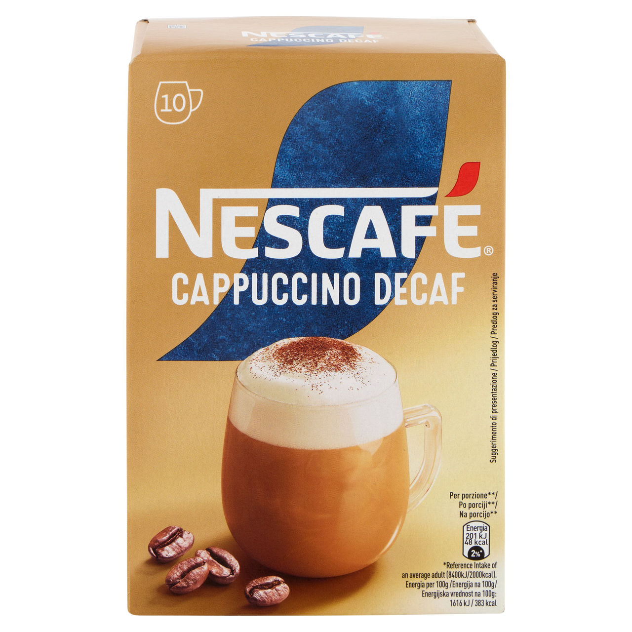 NESCAFÉ Cappuccino Decaf Solubile Decaffeinato, 10 bustine 125g