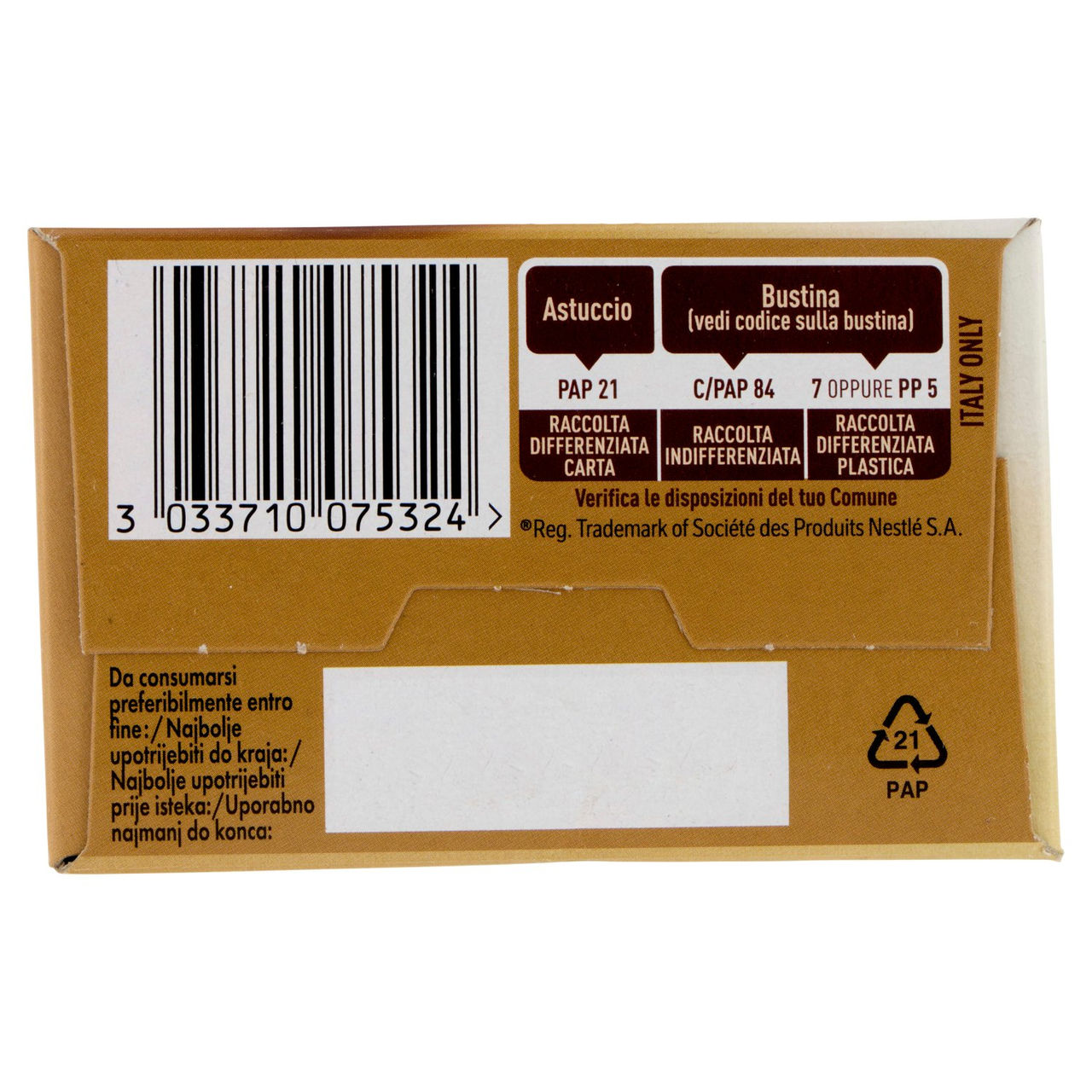 NESCAFÉ Cappuccino Decaf Solubile Decaffeinato, 10 bustine 125g