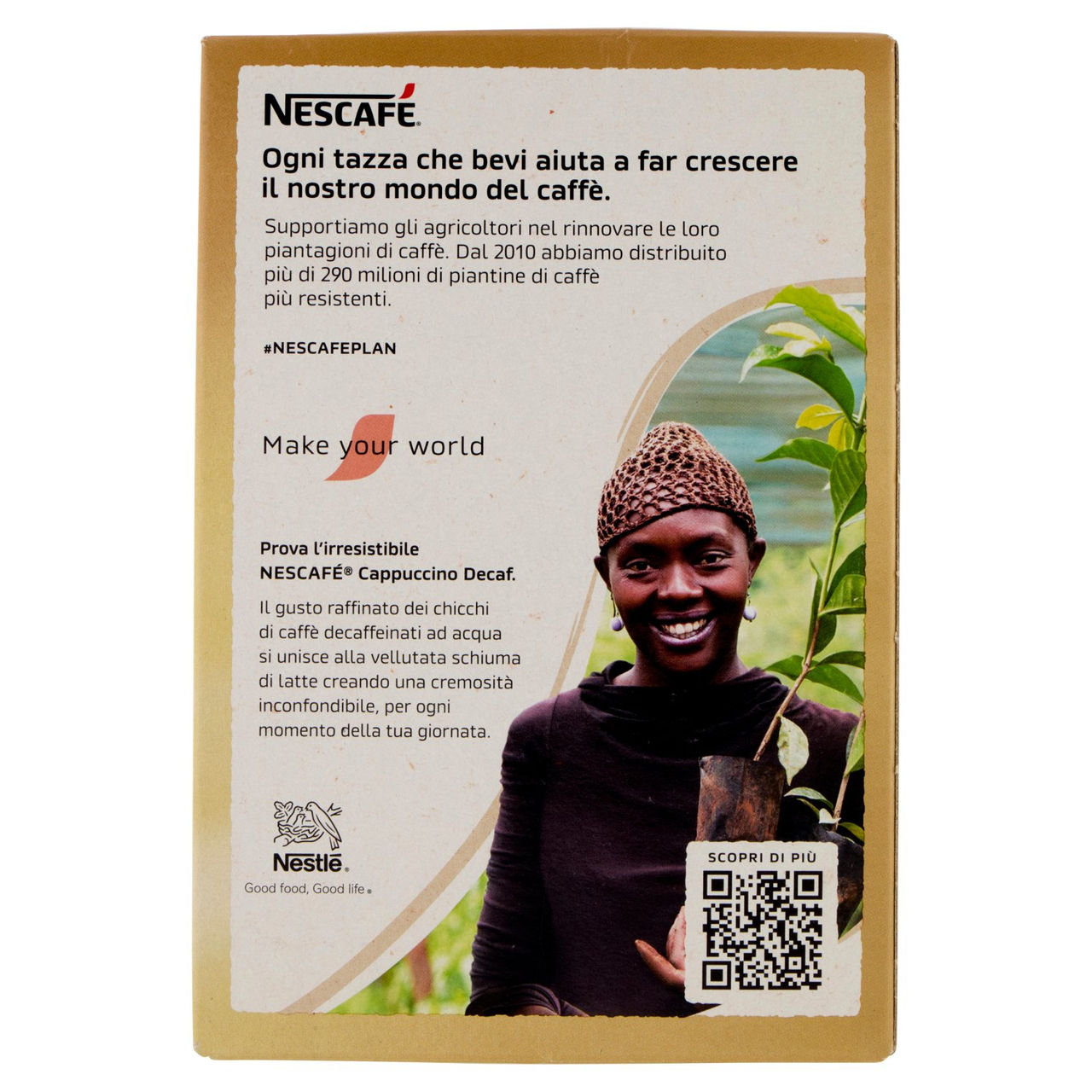 NESCAFÉ Cappuccino Decaf Solubile Decaffeinato, 10 bustine 125g