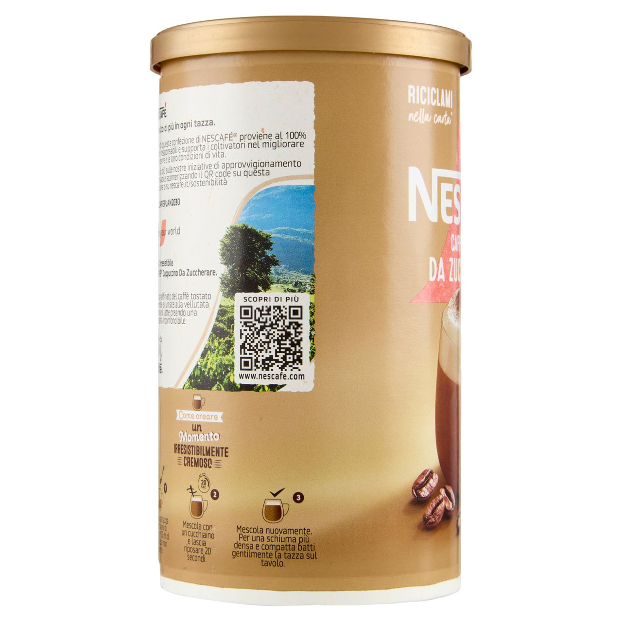 NESCAFÉ Cappuccino Solubile da Zuccherare Barattolo 225g