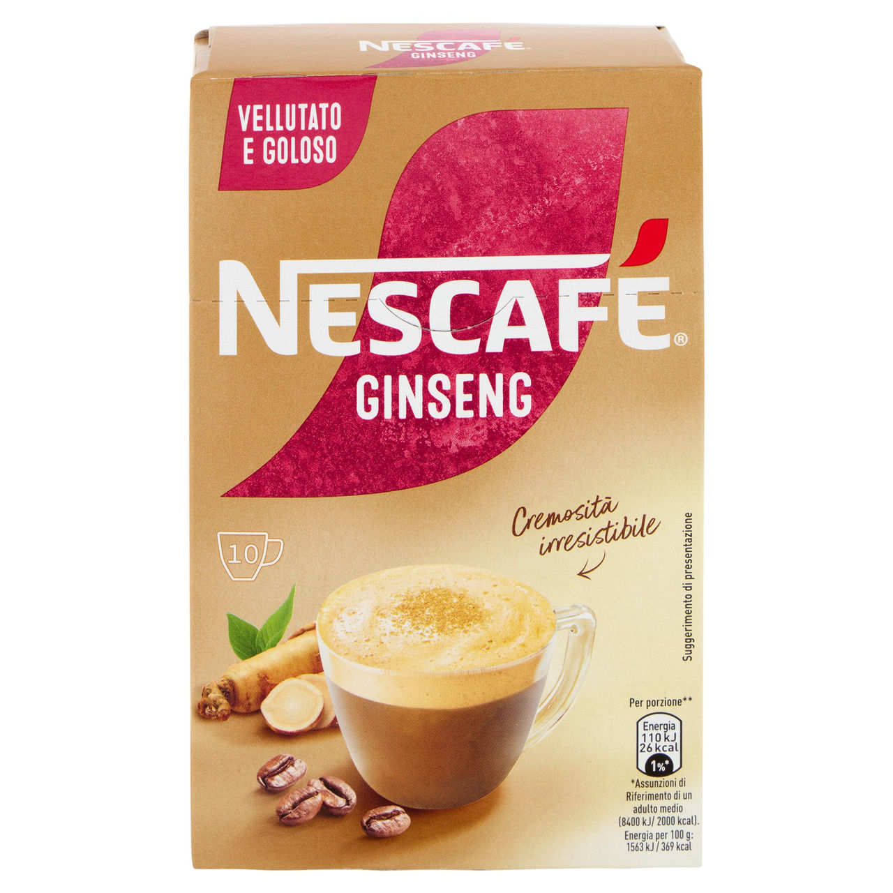NESCAFÉ Ginseng Caffè Solubile con Ginseng, 10 bustine 70g