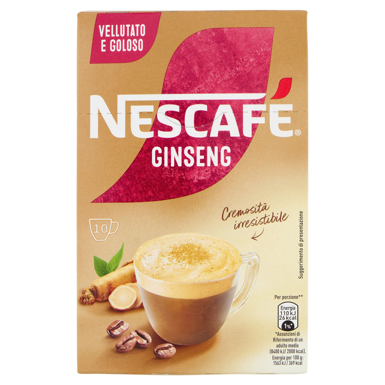 NESCAFÉ Ginseng Caffè Solubile con Ginseng, 10 bustine 70g