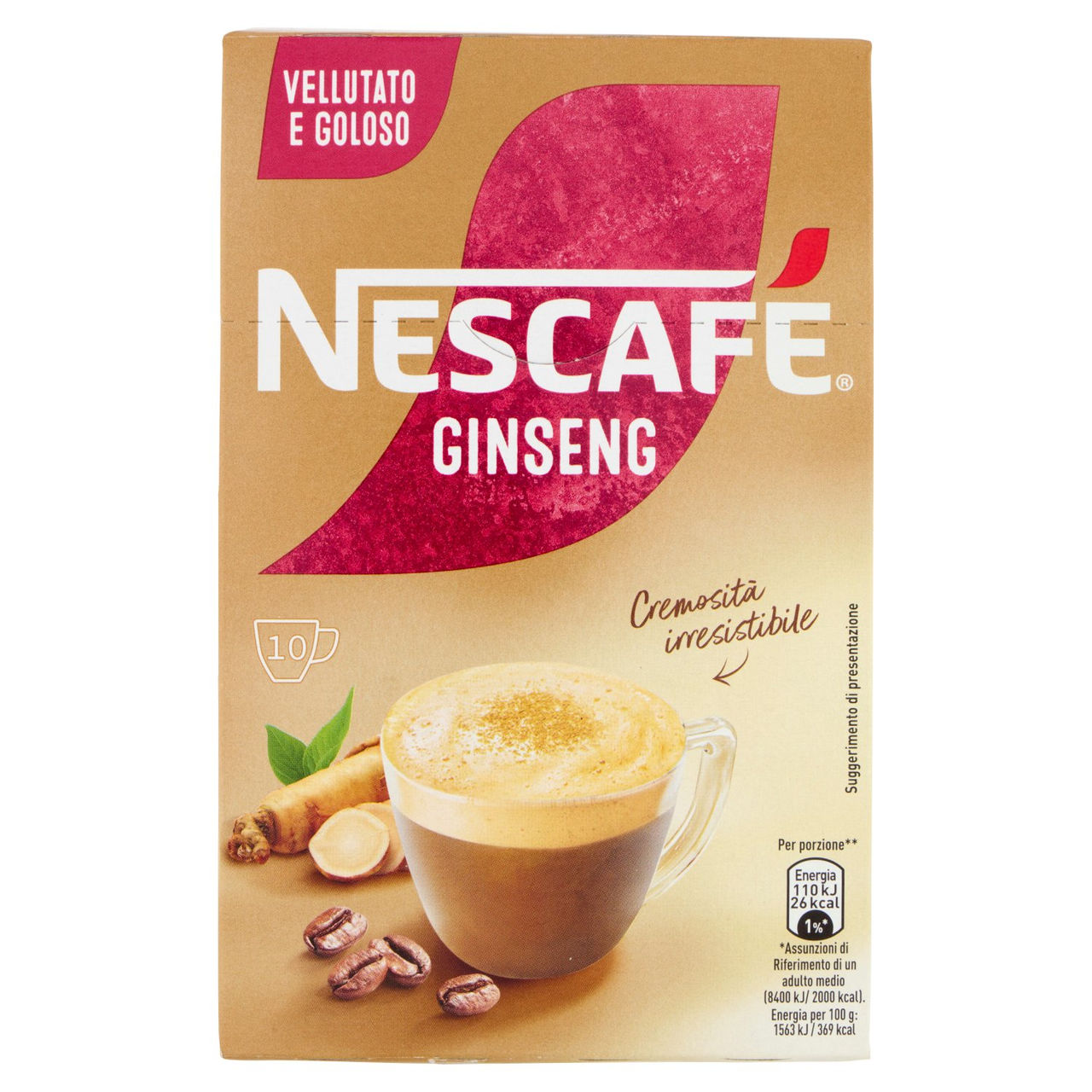NESCAFÉ Ginseng Caffè Solubile con Ginseng, 10 bustine 70g