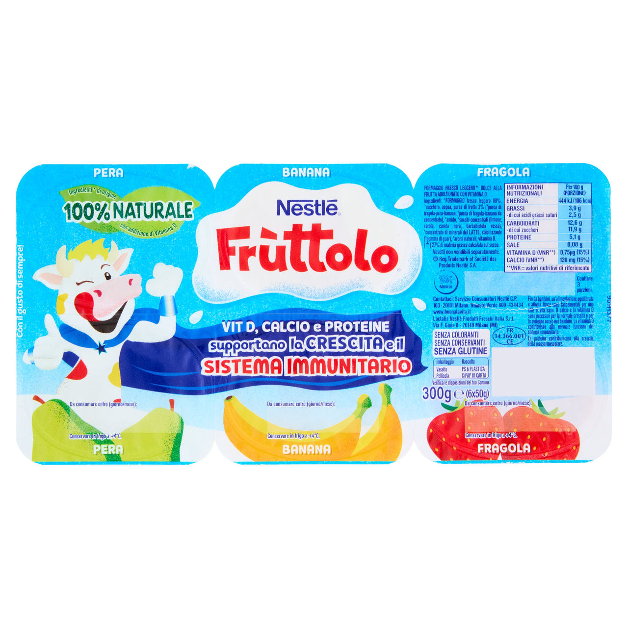 Fruttolo Pera, Banana, Fragola 6 x 50 g Nestlé