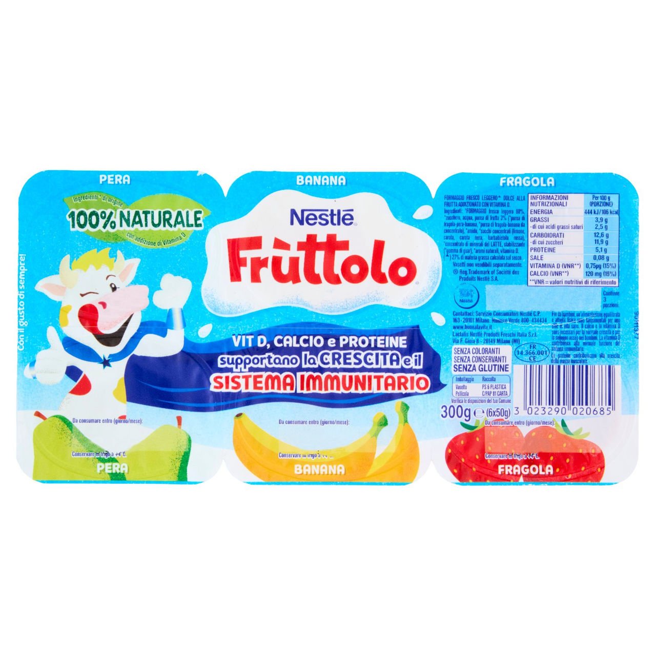 Fruttolo Pera, Banana, Fragola 6 x 50 g Nestlé