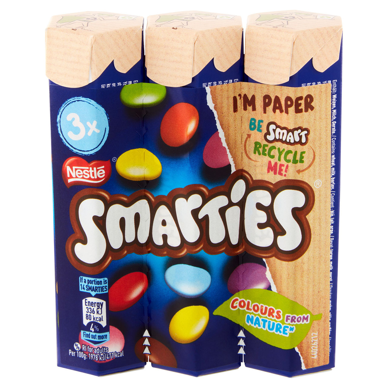 NESTLÉ SMARTIES Confetti ripieni di cioccolato al latte 3 tubi 34g