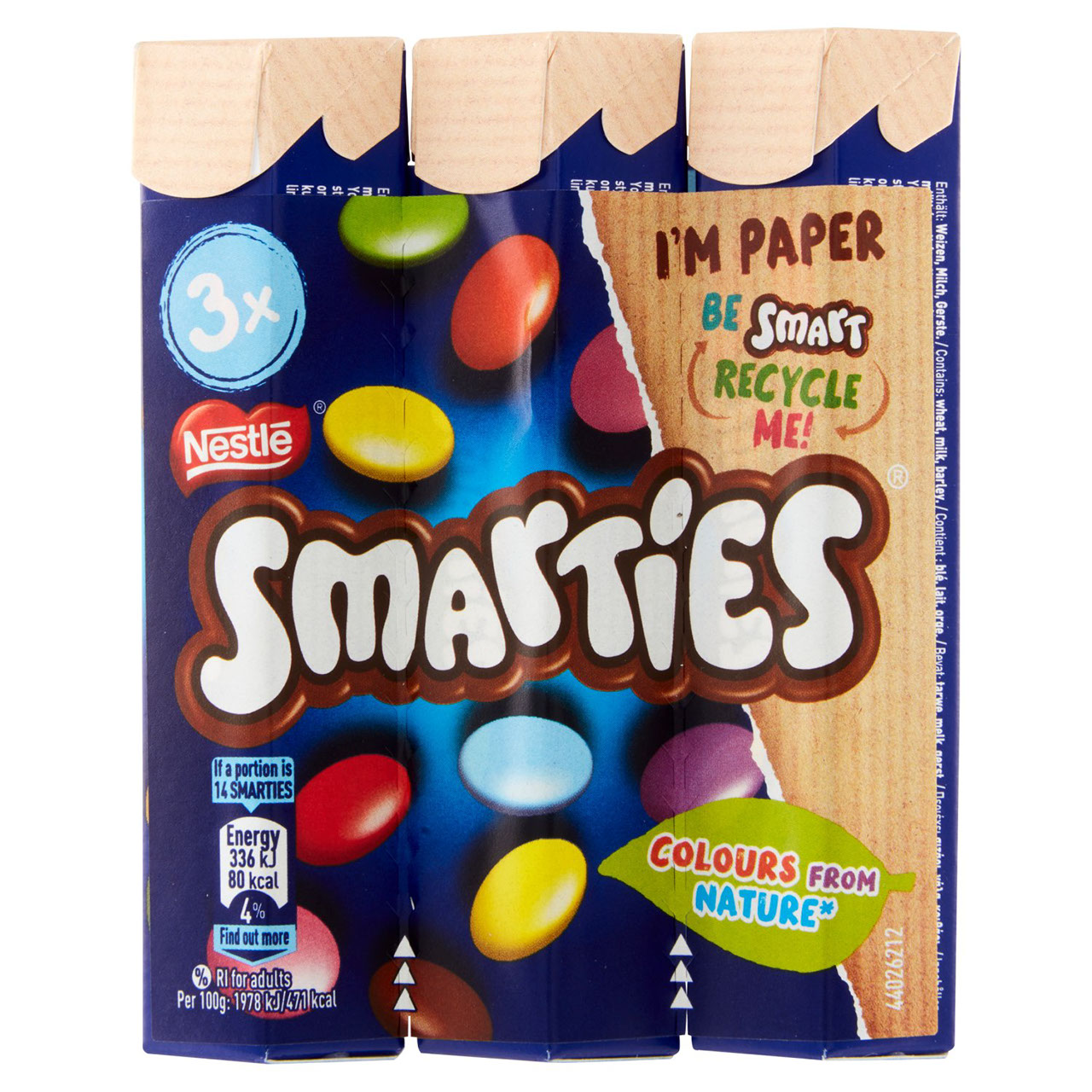 NESTLÉ SMARTIES Confetti ripieni di cioccolato al latte 3 tubi 34g