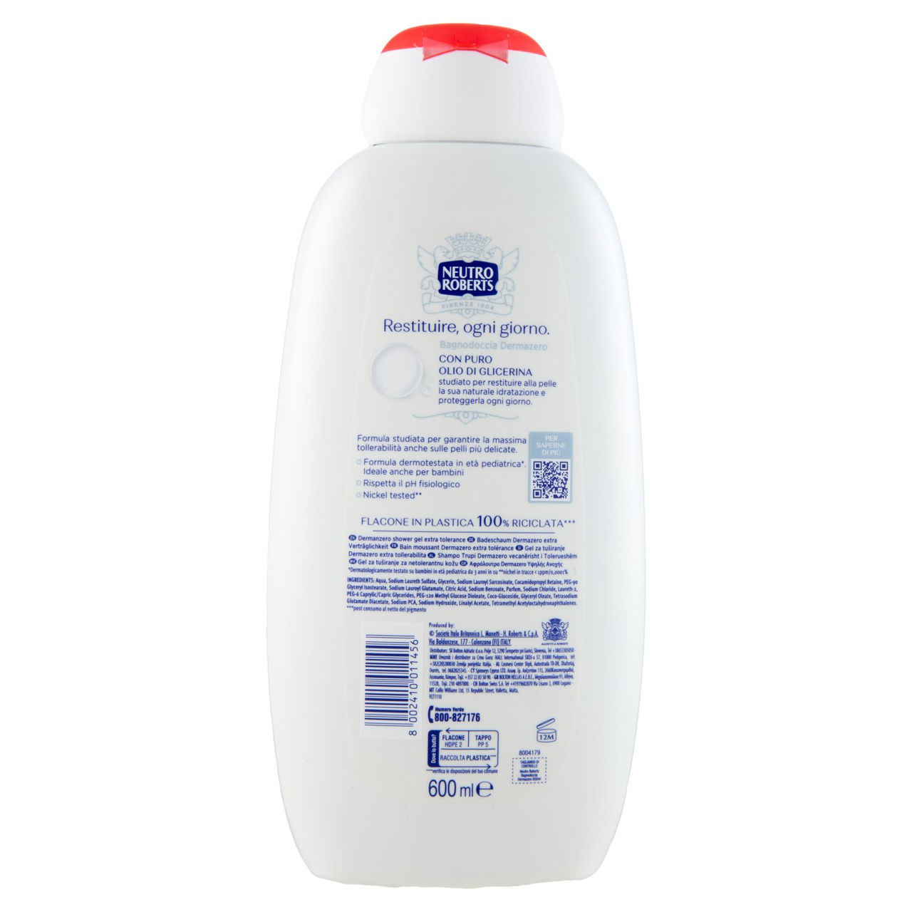 Neutro Roberts DermaZero Alta Tollerabilità Bagnodoccia 600 ml