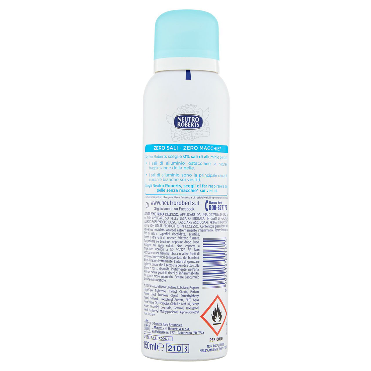 Neutro Roberts fresco zero% sali classico Deo Spray 150 ml