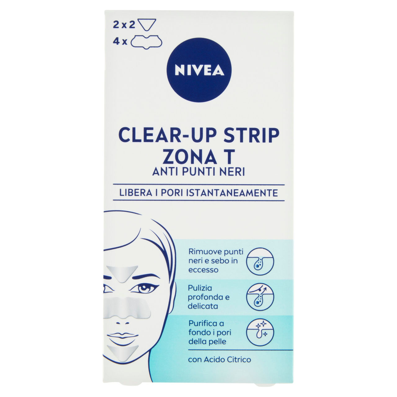 Nivea Clear-Up Strip Zona T Anti Punti Neri 6 pz