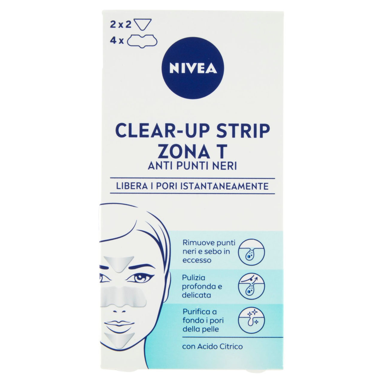 Nivea Clear-Up Strip Zona T Anti Punti Neri 6 pz