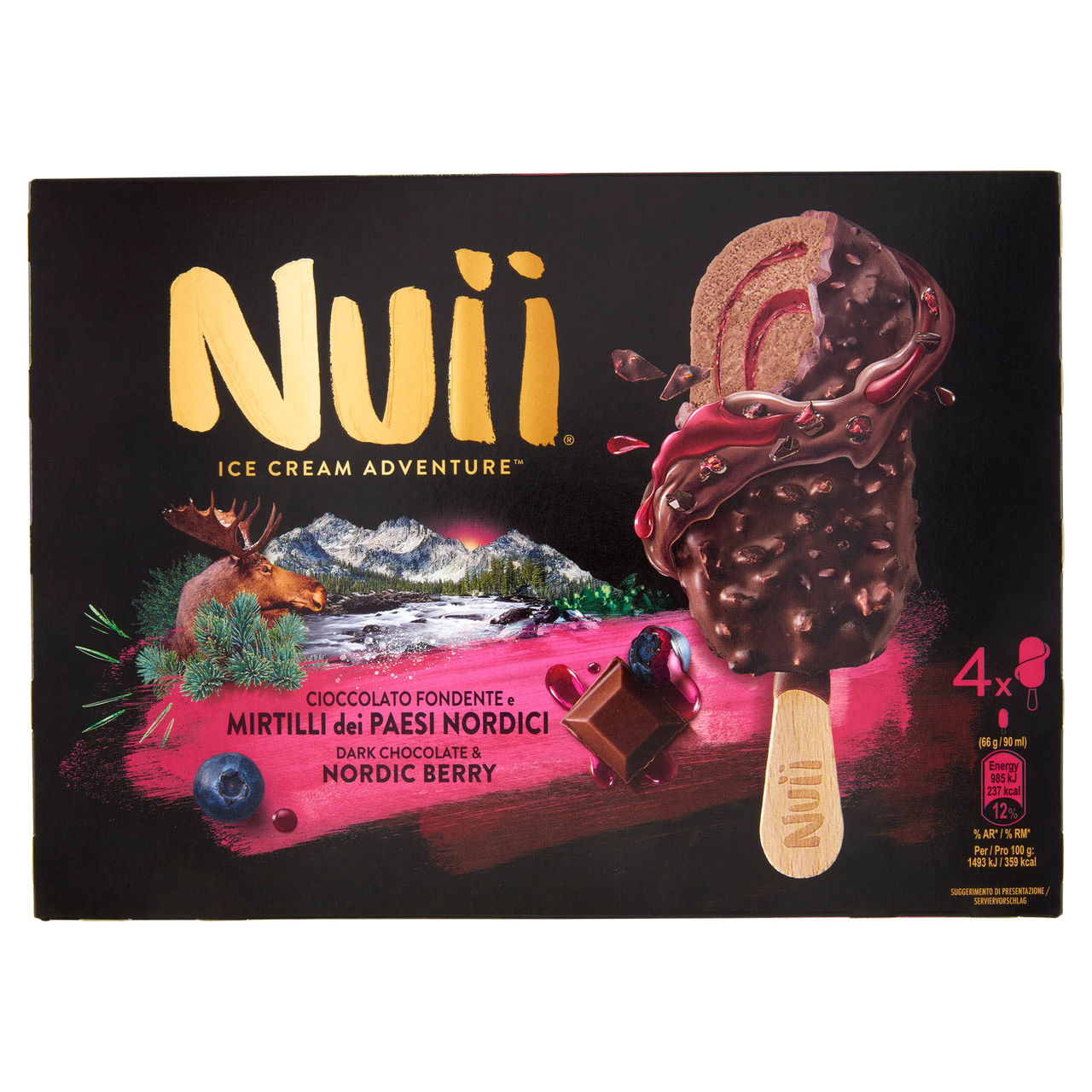 Nuii Cioccolato Fondente e Mirtilli x 4
