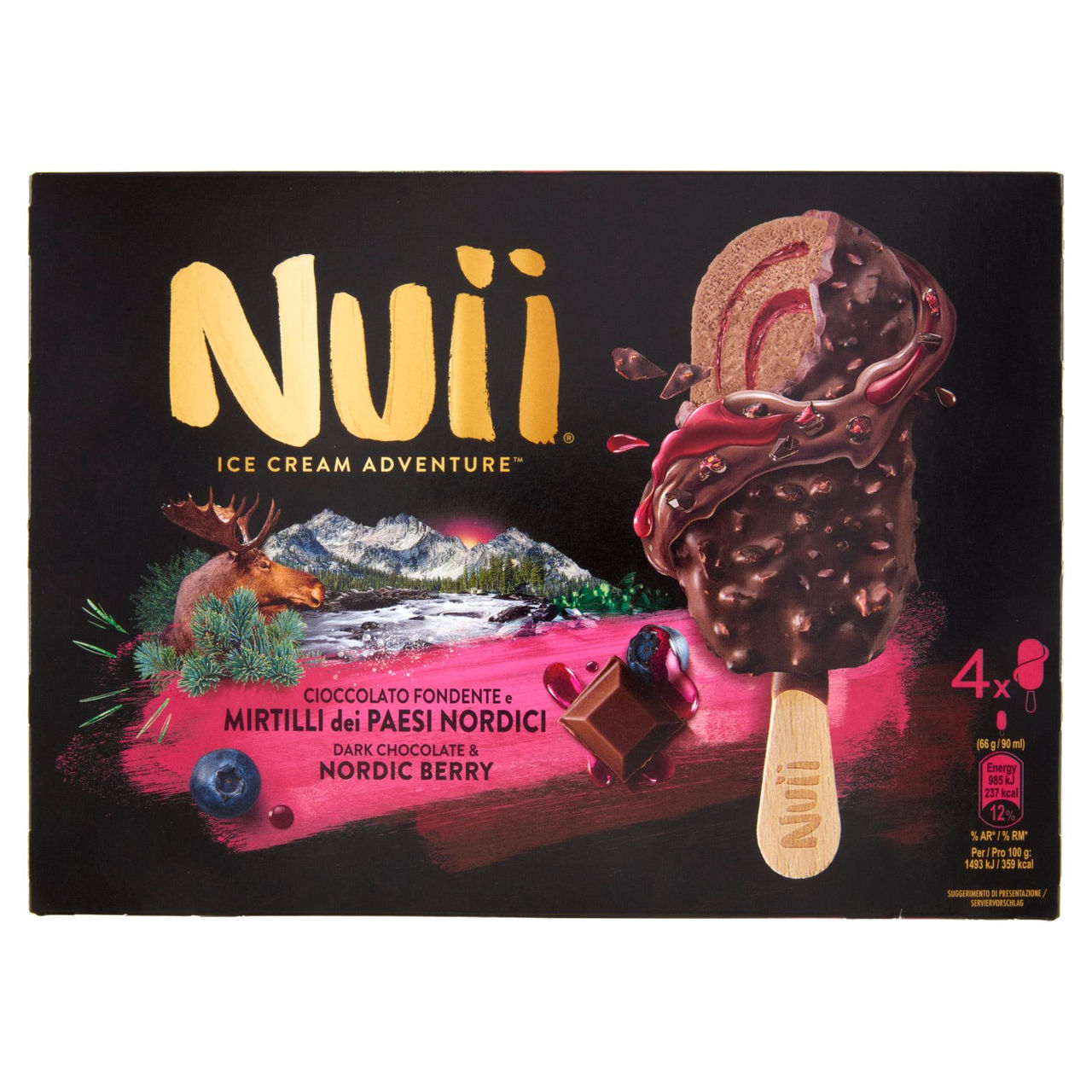 Nuii Cioccolato Fondente e Mirtilli x 4