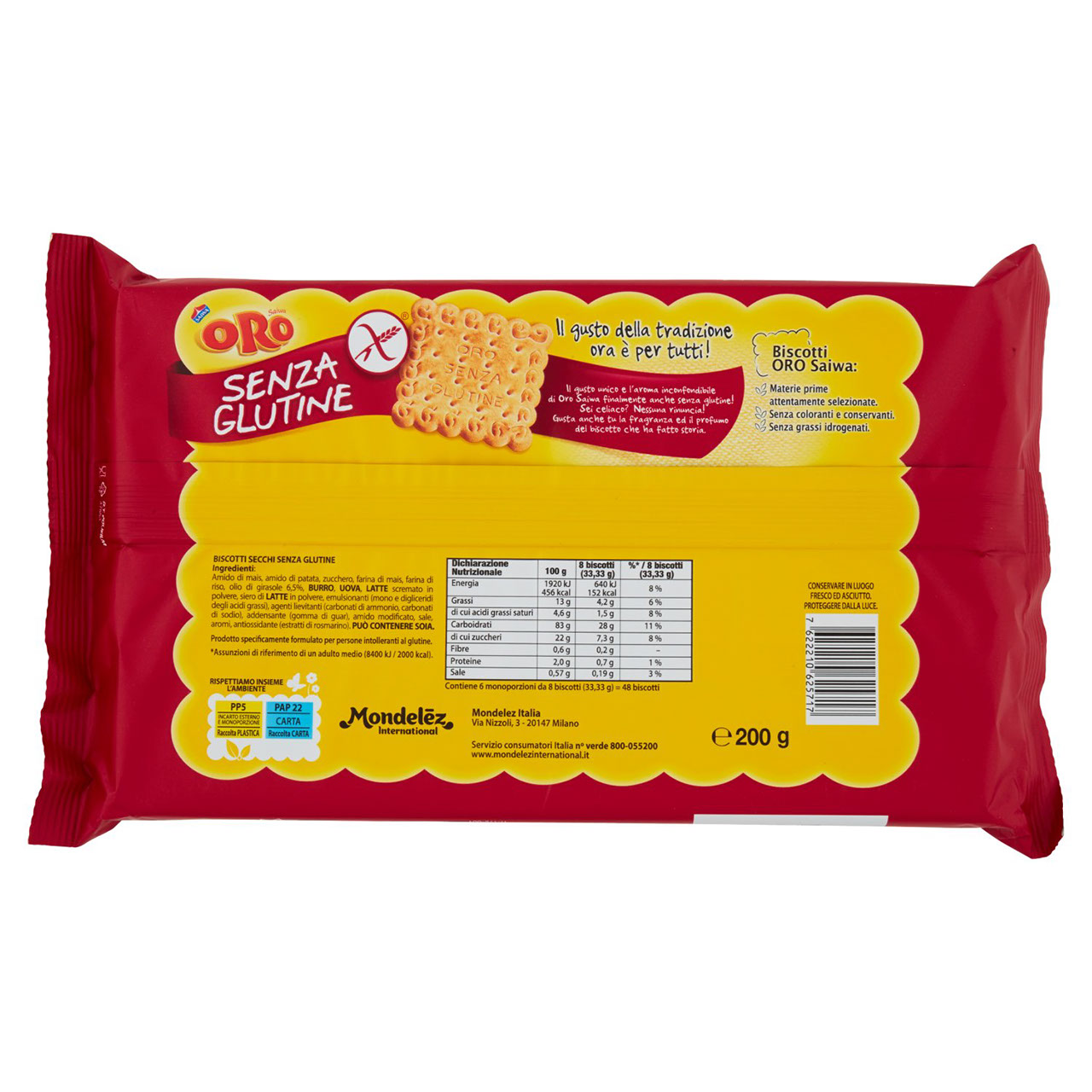 Oro Saiwa biscotti secchi Senza Glutine  -  6 x 33,33 g