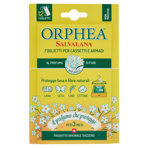 Orphea Salvalana Foglietti per Cassetti e Armadi al Profumo Naturale di Fiori 12 x 0,65 g