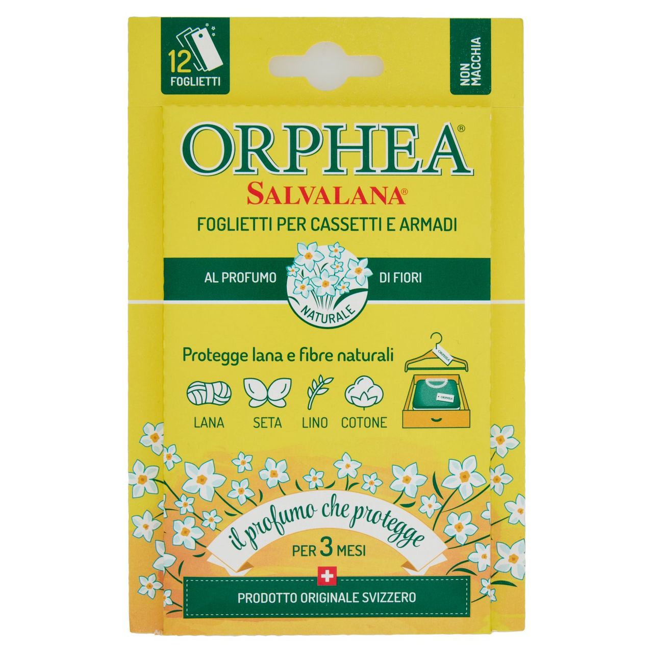 Orphea Salvalana Foglietti per Cassetti e Armadi al Profumo Naturale di Fiori 12 x 0,65 g