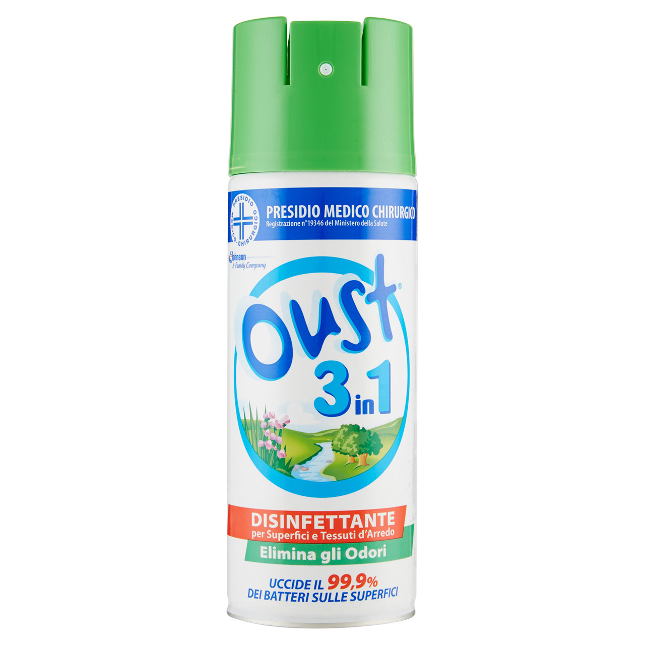 Oust 3 in 1 Spray Disinfettante 400 ml, Uccide il 99,9% dei Batteri ed Elimina gli Odori