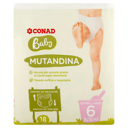 Pannolini mutandina Extralarge 15-30 kg Taglia 6  18 pz Conad