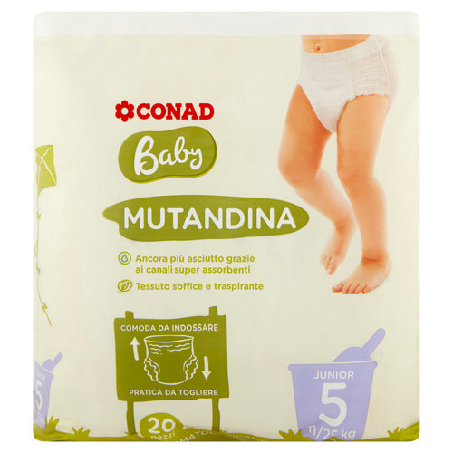 Pannolini mutandina Junior 12-18 kg Taglia 5  20 pz Conad
