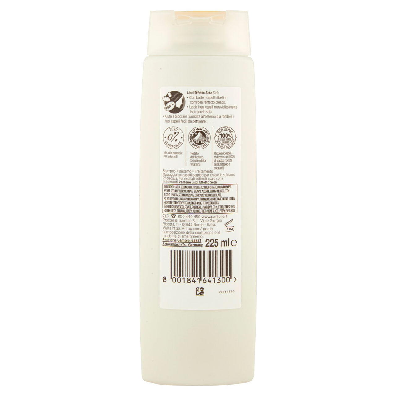 Pantene Shampoo Balsamo Trattamento 3in1 Lisci Effetto Seta 225 ml