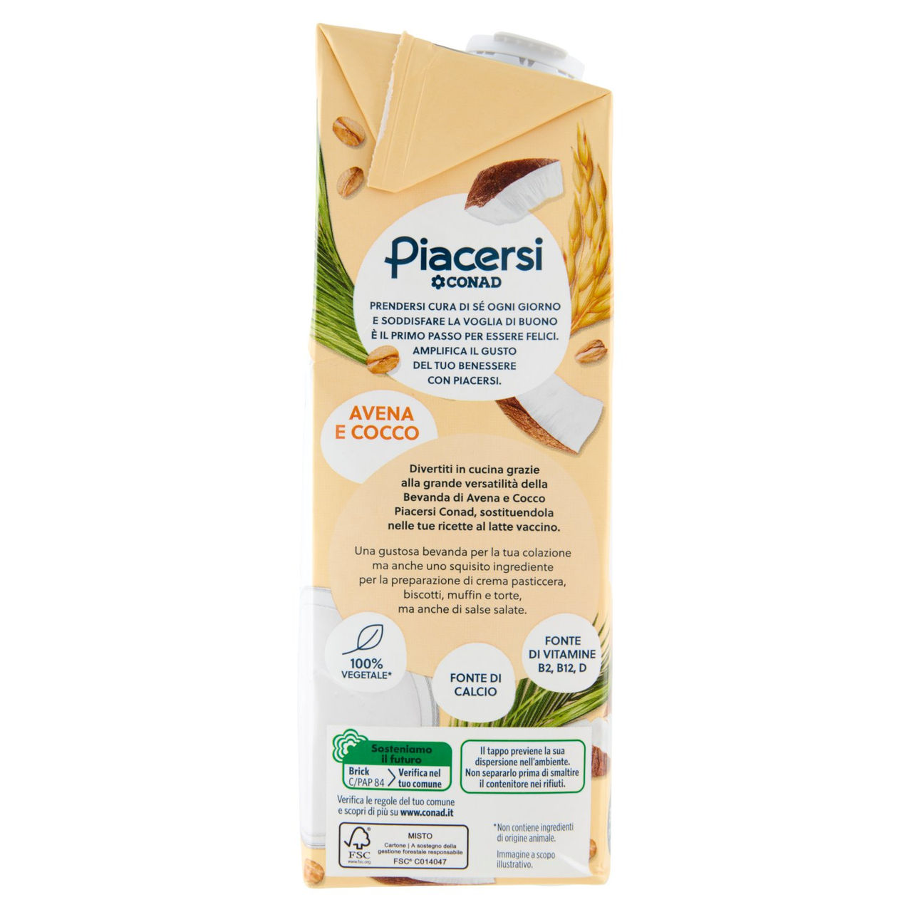 PIACERSI CONAD Avena e Cocco Zero Zuccheri 1 l