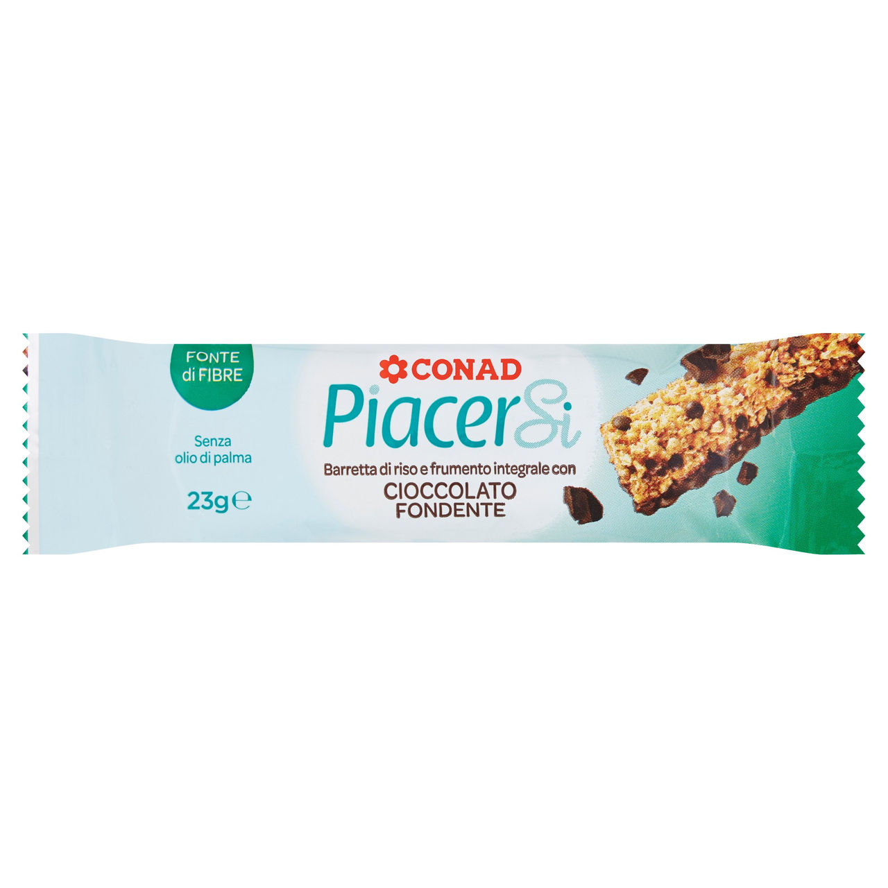 PIACERSI CONAD Barretta di riso e frumento integrale con Cioccolato Fondente 23 g