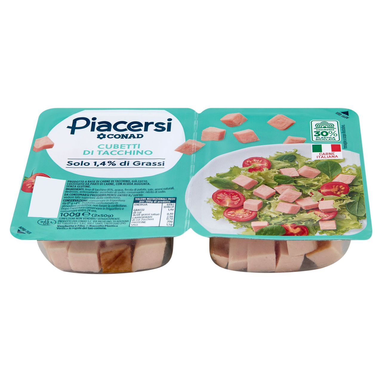 PIACERSI CONAD Cubetti di Tacchino 2 x 50 g