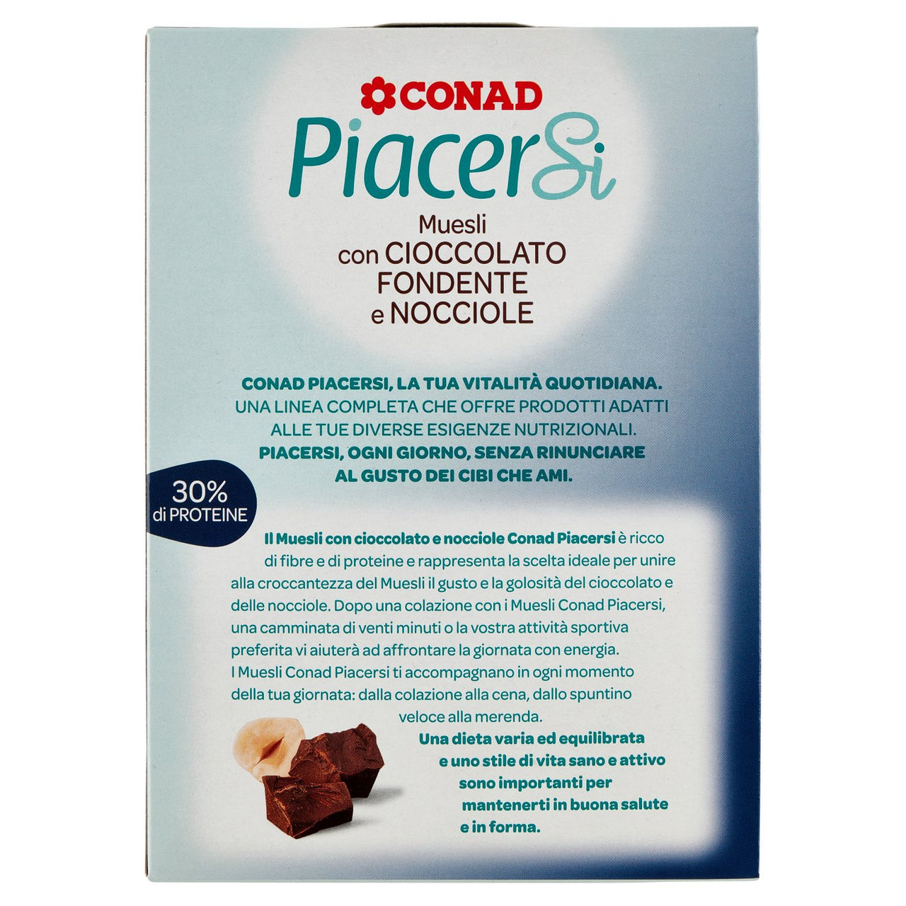 PIACERSI CONAD Muesli con Cioccolato Fondente e Nocciole 300 g