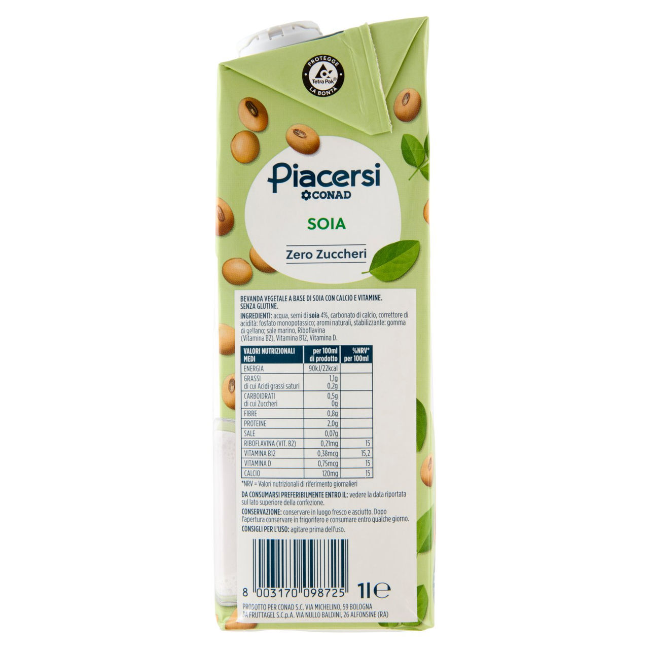 PIACERSI CONAD Soia Zero Zuccheri 1 l