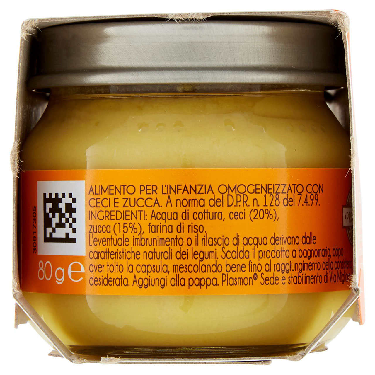 Plasmon Ceci con Zucca Omogeneizzato con Ceci e Zucca 2 x 80 g