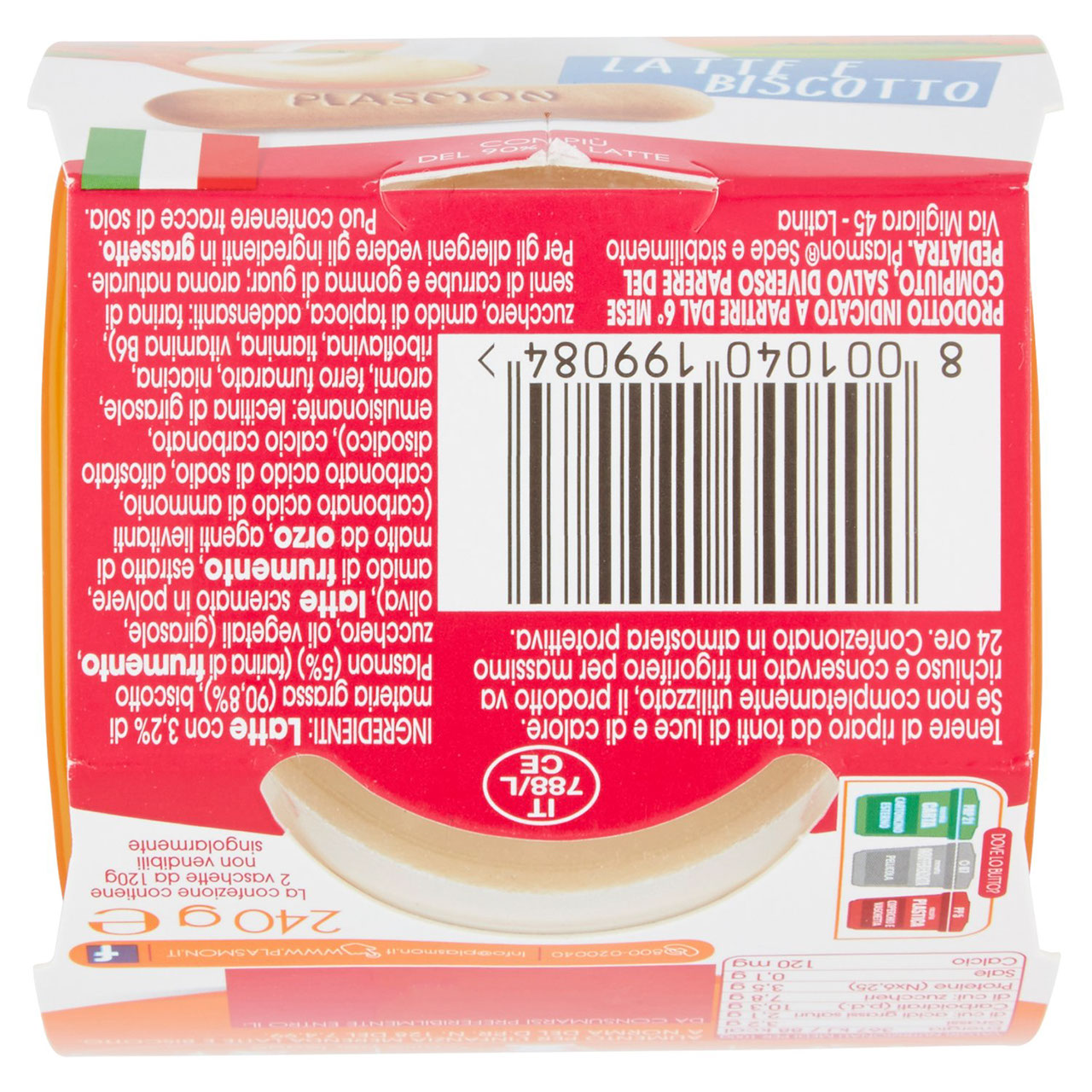 Plasmon la Merenda dei bambini Latte e Biscotto 2 x 120 g