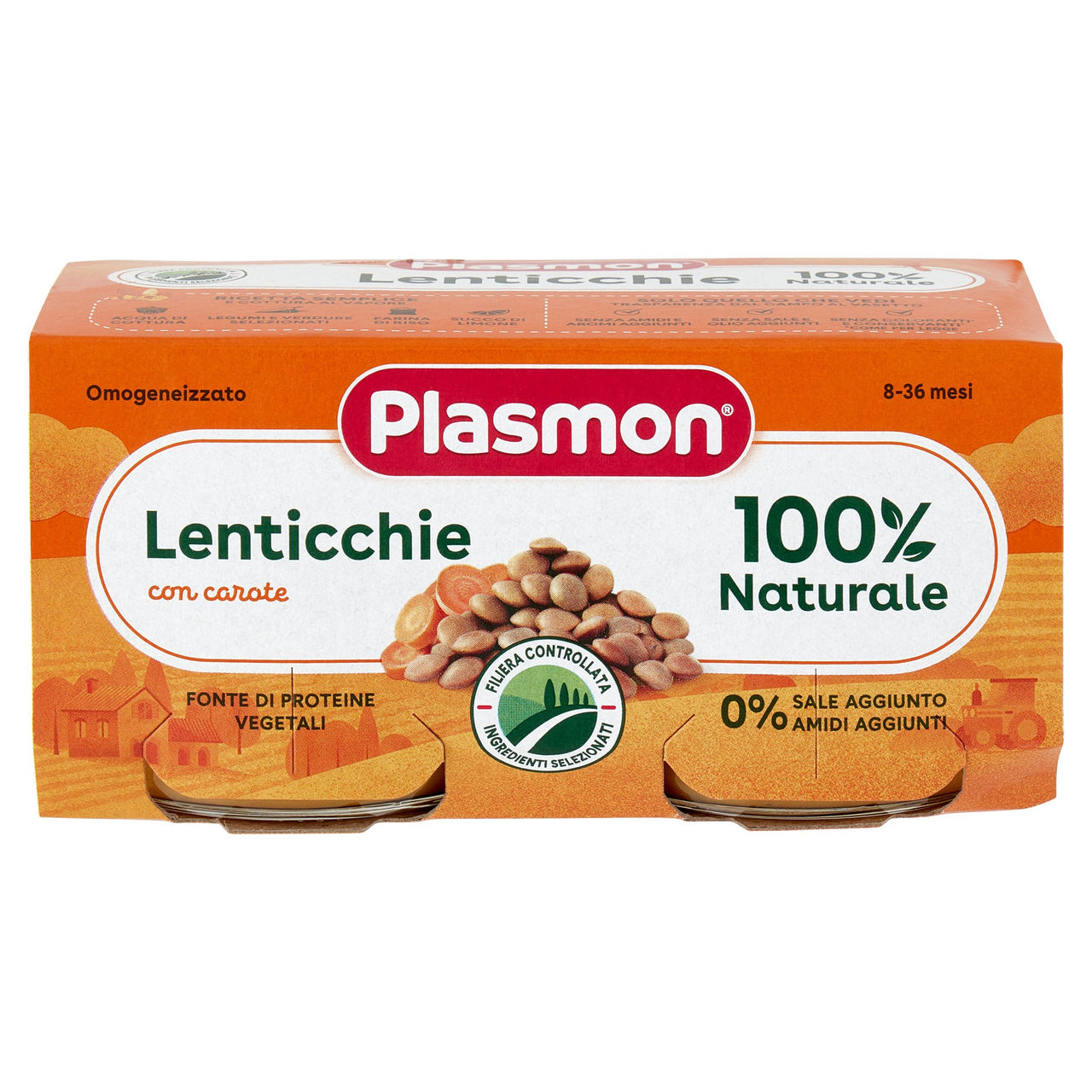 Plasmon Omogeneizzato Lenticchie con carote 2 x 80 g