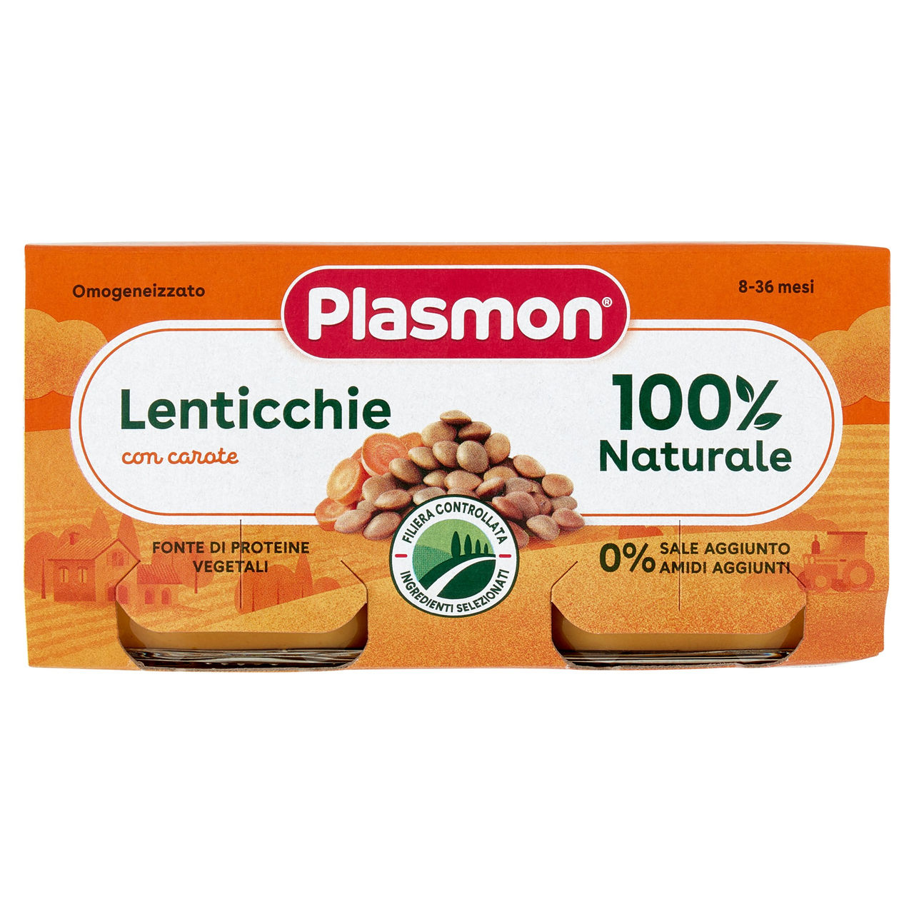 Plasmon Omogeneizzato Lenticchie con carote 2 x 80 g