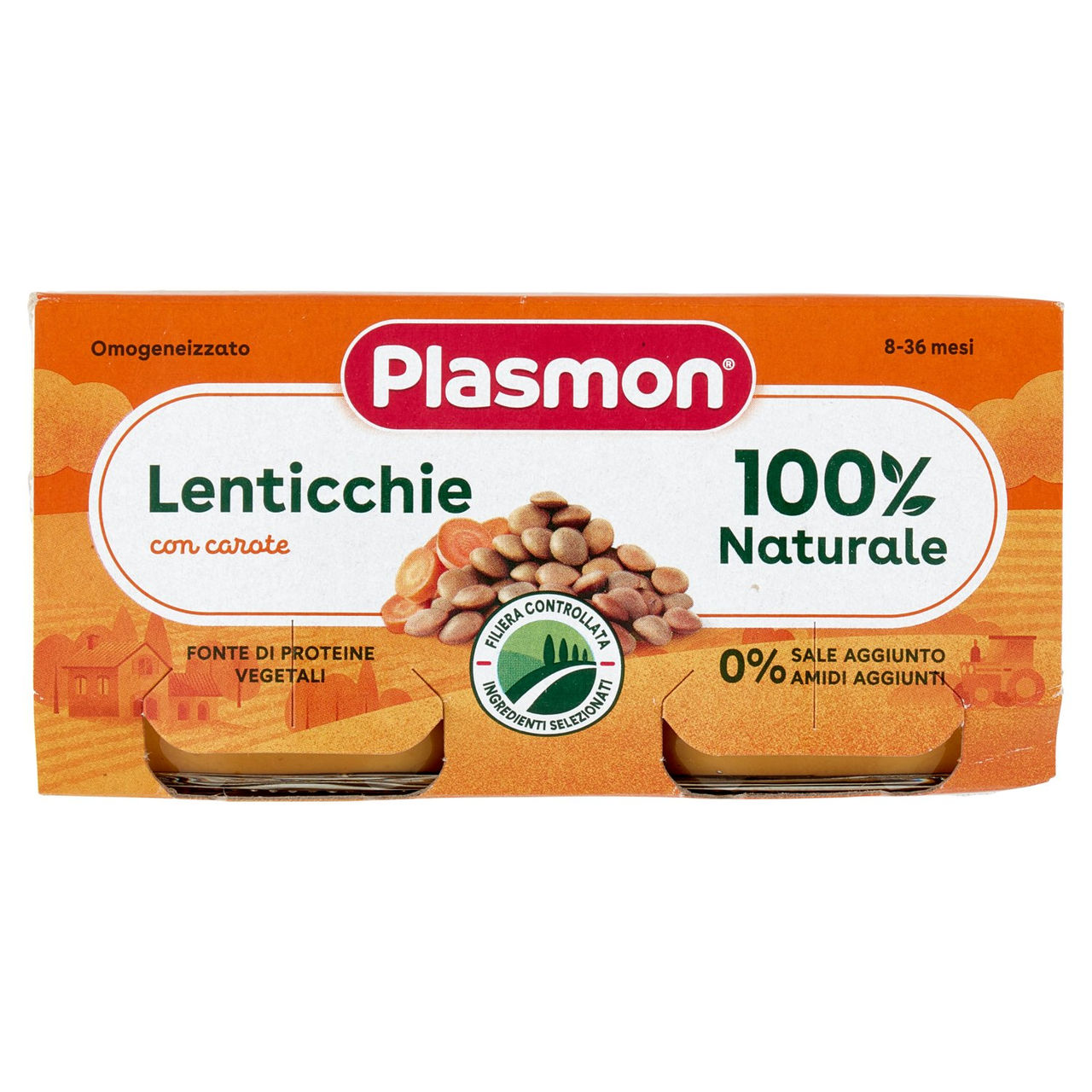 Plasmon Omogeneizzato Lenticchie con carote 2 x 80 g