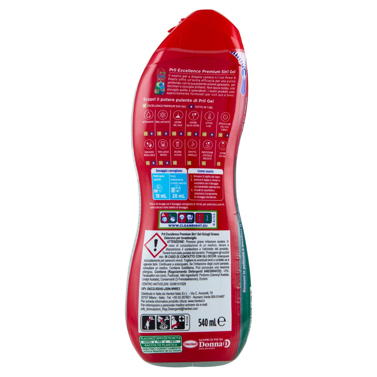 PRIL Excellence Premium 5in1 Gel Sciogli Grasso 540 mL