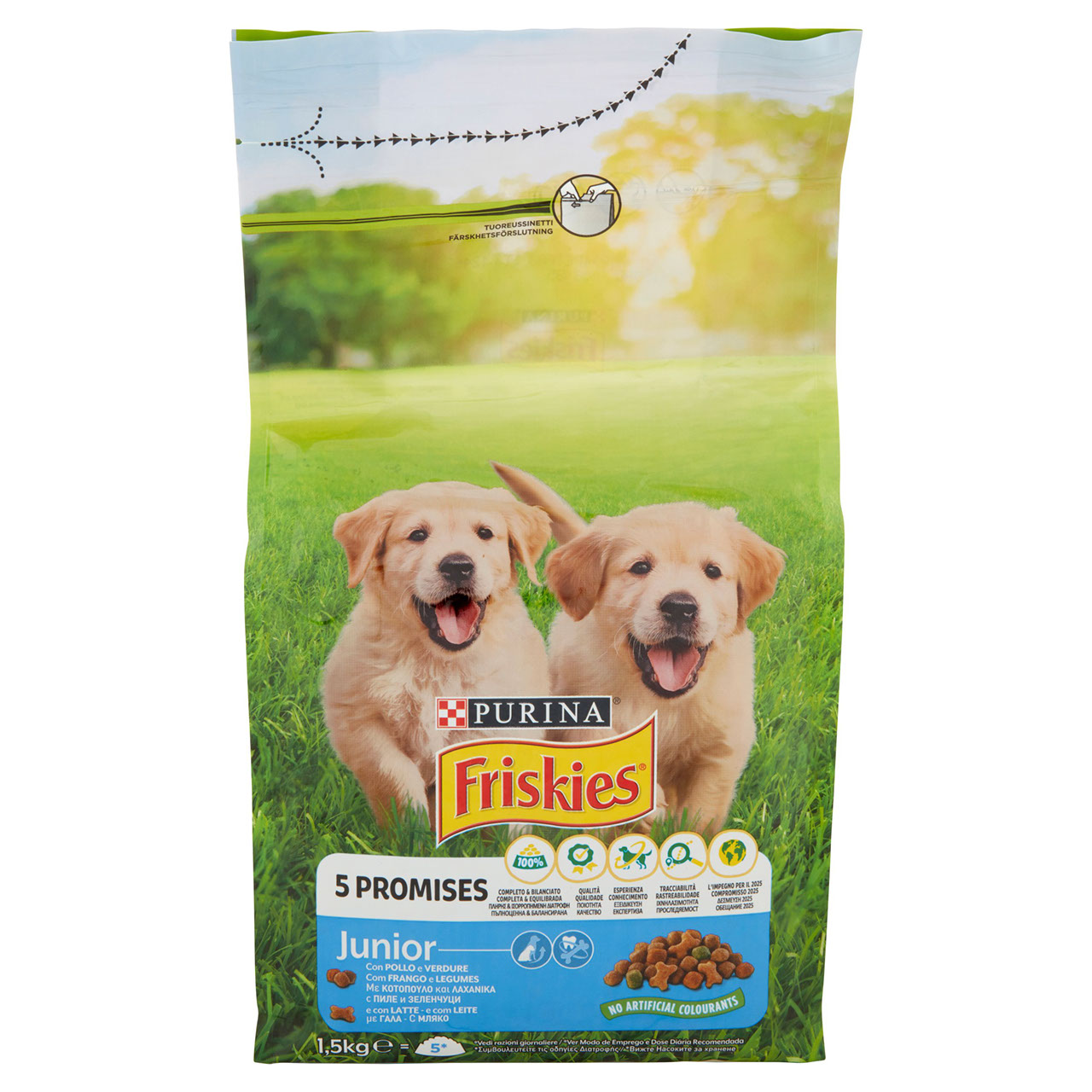 PURINA FRISKIES Cane Junior Con Pollo e Verdure e con Latte 1,5 Kg