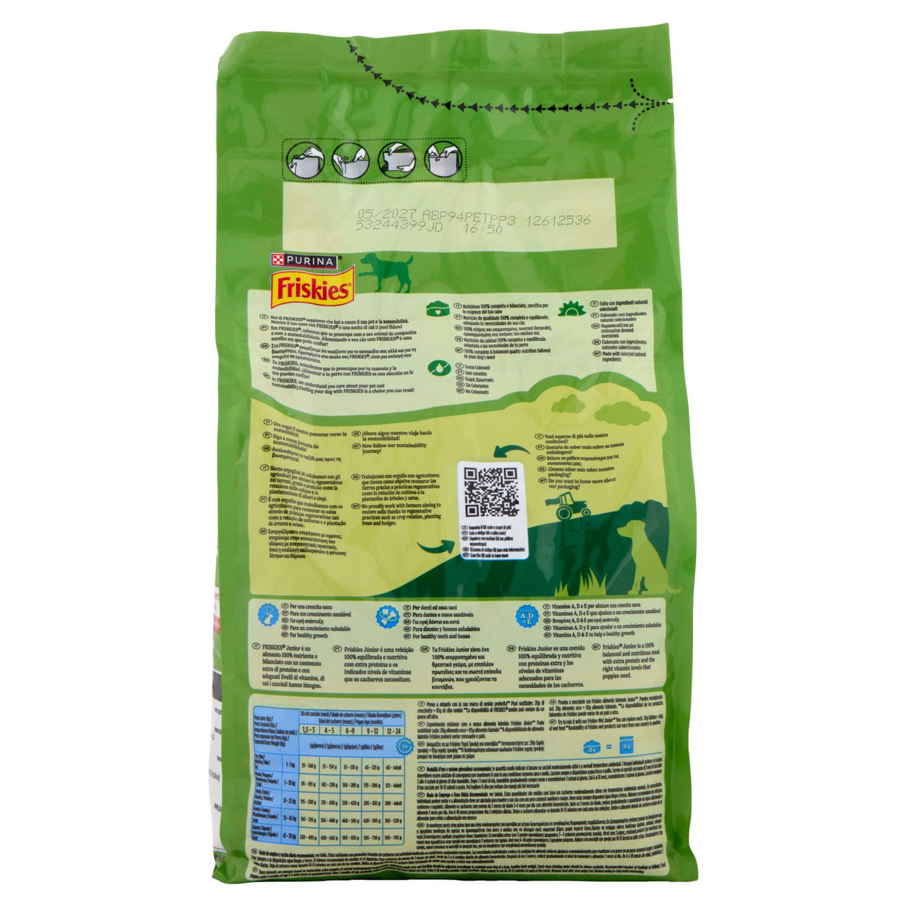 PURINA FRISKIES Junior con Pollo e Verdure e con Latte 1,5 kg