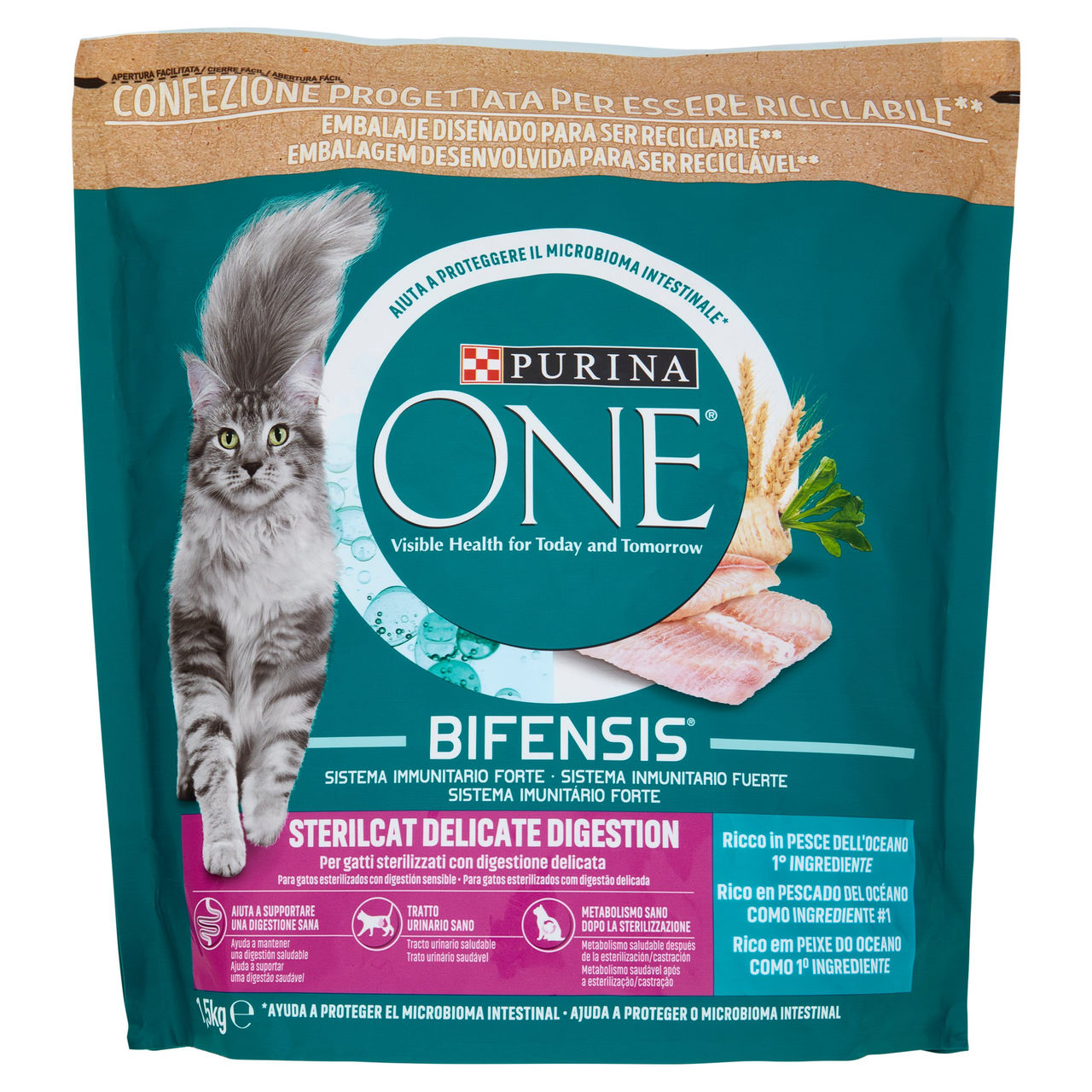 PURINA ONE Bifensis Sterilcat Delicate Pesce dell'Oceano 1,5 kg