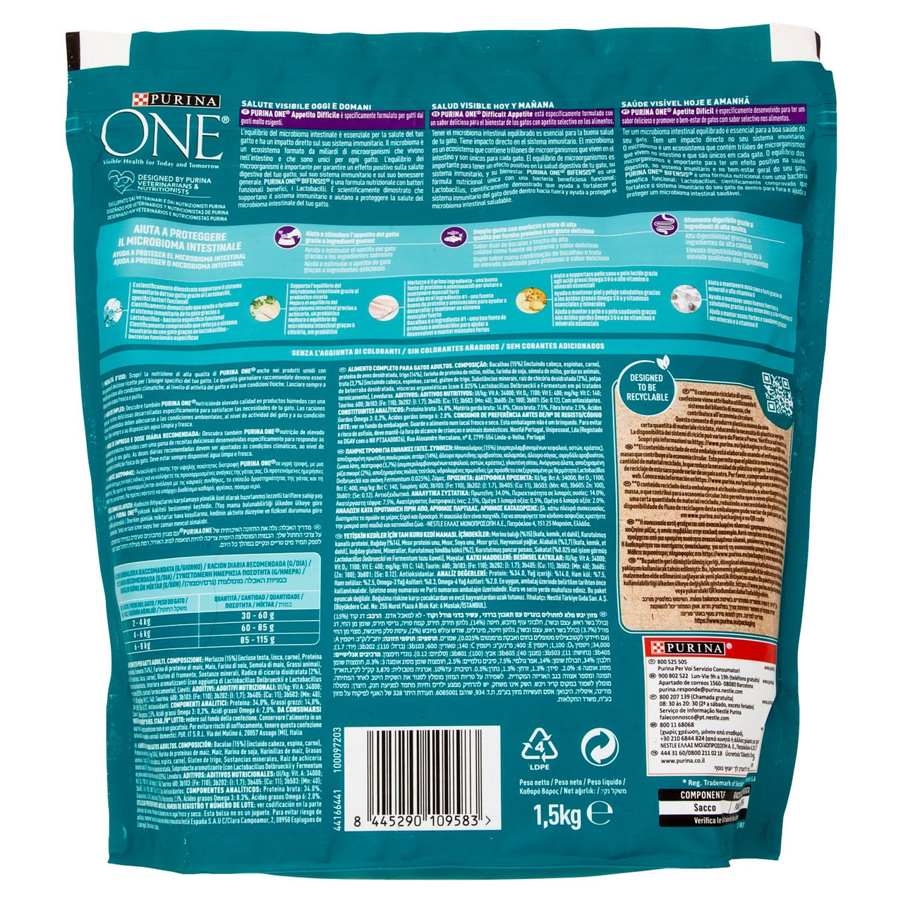 PURINA ONE Difficult Appetite Ricco in un mix di Merluzzo e Trota 1,5 kg