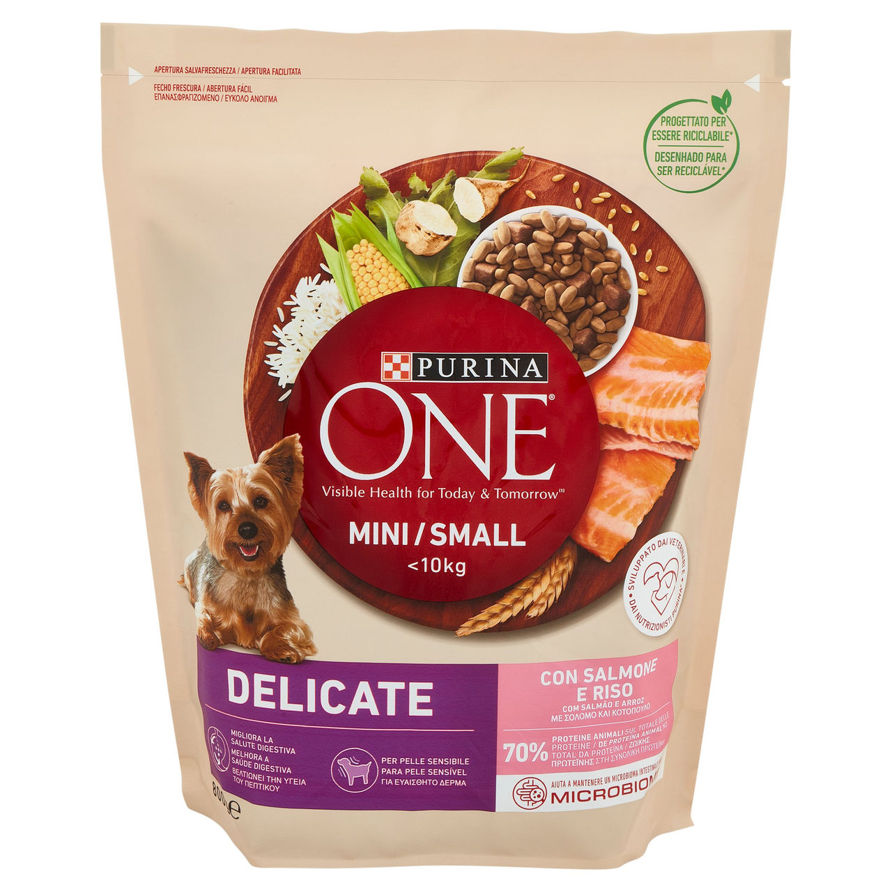 PURINA ONE Mini/Small Delicate Salmone e Riso 800 g