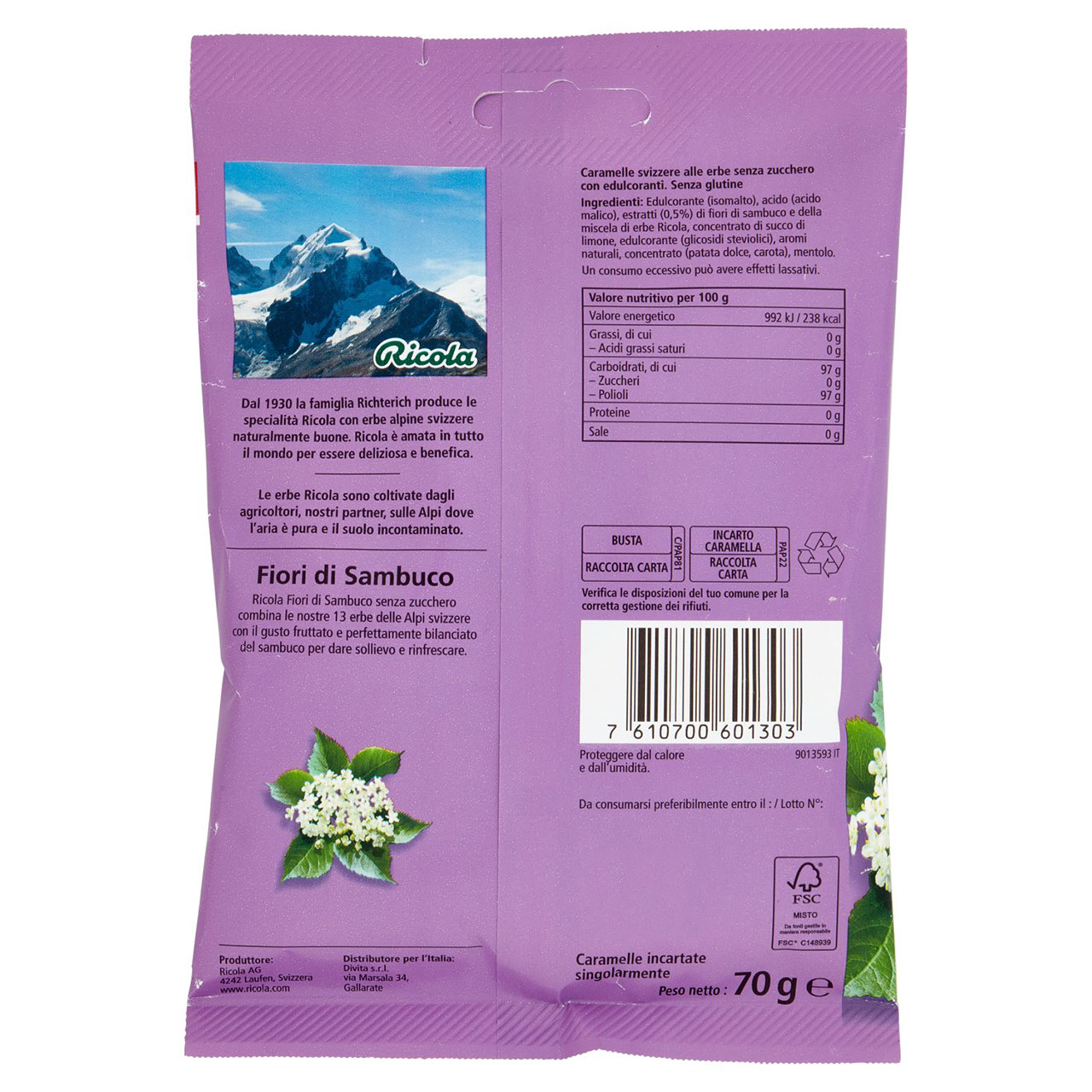 Ricola Fiori di Sambuco 70 g