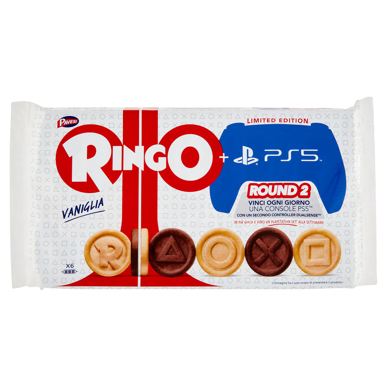 Ringo Limited Edition PlayStation con Crema Vaniglia - Snack merenda - 6 porzioni da 6 biscotti 330g