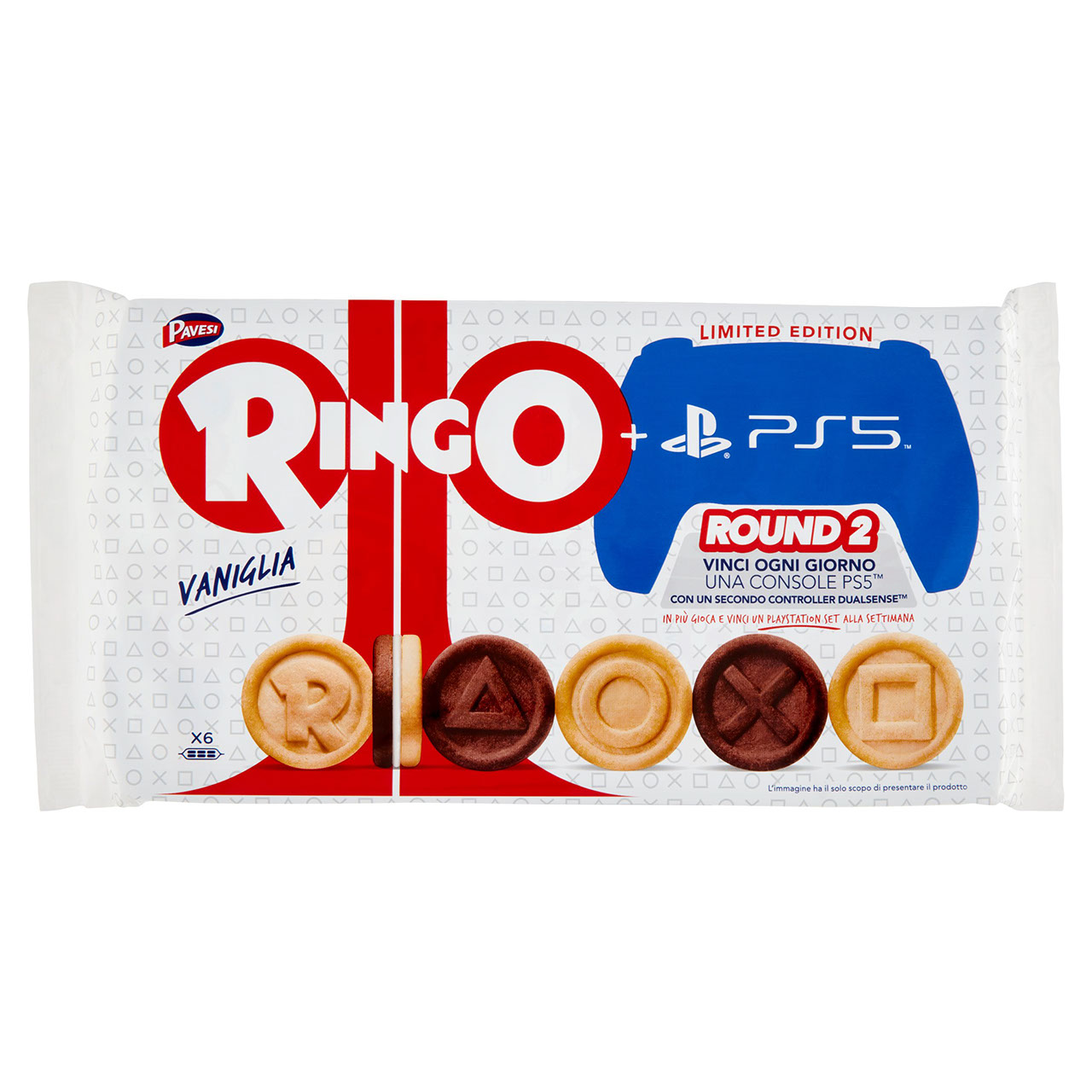 Ringo Limited Edition PlayStation con Crema Vaniglia - Snack merenda - 6 porzioni da 6 biscotti 330g