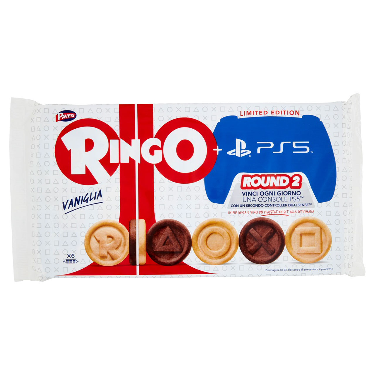 Ringo Limited Edition PlayStation con Crema Vaniglia - Snack merenda - 6 porzioni da 6 biscotti 330g